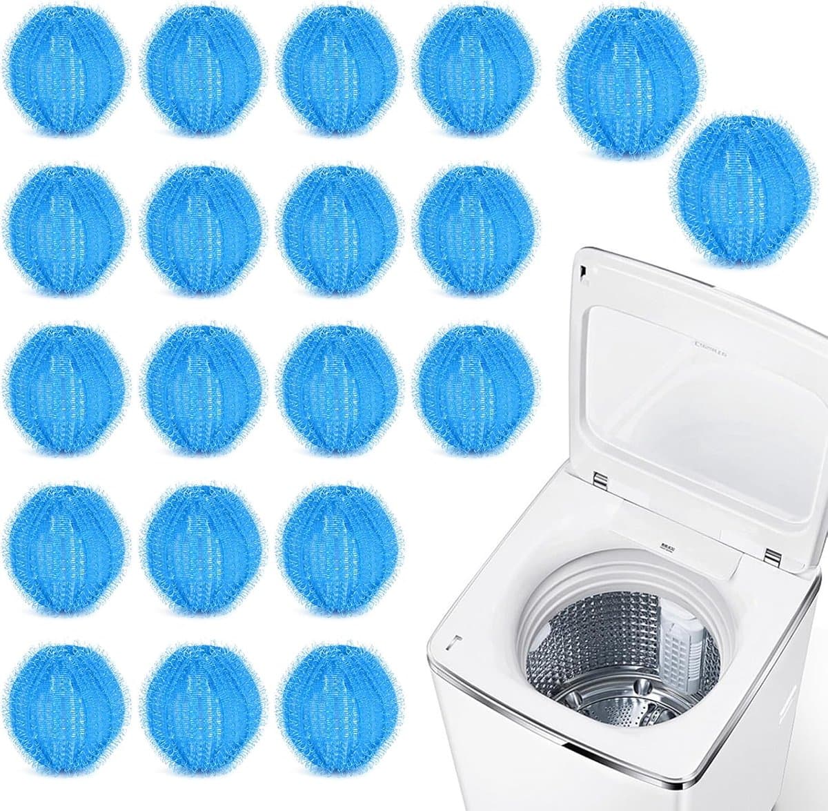 20 stuks dierenhaarverwijderaar, wasmachine, herbruikbare haarvanger en pluisballen, pluisvanger voor kleding en - ShopVlot — afbeelding 1