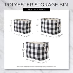CAMZ10457 Polyester opbergmand of vuilnisbak met duurzame katoenen handgrepen, Home Organizer oplossing voor kantoor, slaapkamer, kast, speelgoed, wasserij, medium, zwart en wit — thumbnail 5
