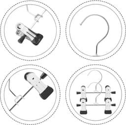 Wasknijpers, klemhaken, multifunctionele metalen kleerhangers, clips, antislip, kledinghanger, 360 graden draaibaar, roestvrij staal, haken, laarshanger voor broeken, schoenen — thumbnail 5