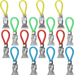 20 stuks handdoekclips van kunststof en verchroomd metaal, handdoekclips om op te hangen, clips voor het ophangen van handdoeken, lushangers, hangers voor pannenlappen en theedoeken — thumbnail 1