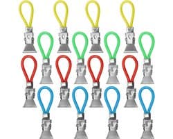 20 stuks handdoekclips van kunststof en verchroomd metaal, handdoekclips om op te hangen, clips voor het ophangen van handdoeken, lushangers, hangers voor pannenlappen en theedoeken