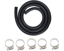 Benzineslang 1 Meter met 6mm binnendiameter en 5 slangklemmen