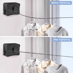 Uittrekbare Waslijn - Wand Waslijn - Droog Kleding - Doorhangvrij Ontwerp - 5.1 Meter - Zwart — thumbnail 2