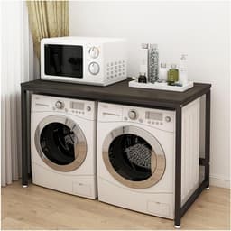 Waskast Bovenkast - Wasmachine Opbergkast - Wasmachine Opslag - Metalen Frame Houten Blad - 150 cm Breed - Donkerbruin — thumbnail 1