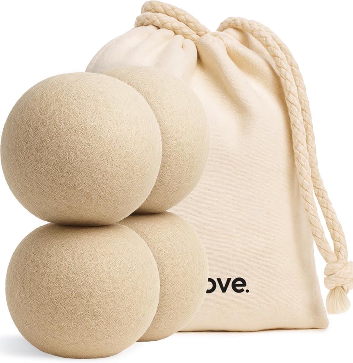 SnelShoppen - Natuurlijke Hennep Wasdroger Ballen, 4 Stuks, 35% Sneller, Hypoallergeen, Milieuvriendelijk, Stofconditioner, Snijdt Plooien en Statica — afbeelding 1