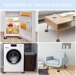 4 stuks zwarte anti-vibratiematten geschikt voor wasmachines, geluidsreducerende wasmachinevoetjes met rubberen pads, geschikt voor wasmachines, drogers, meubels, anti-vibratiepads geschikt voor wasmachines — thumbnail 5
