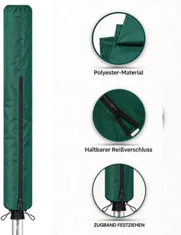 Waslijnbeschermer, waterdichte waslijnhoes Geschikt voor ritssluiting, 16*16*165 cm, winddicht, groen. — thumbnail 2