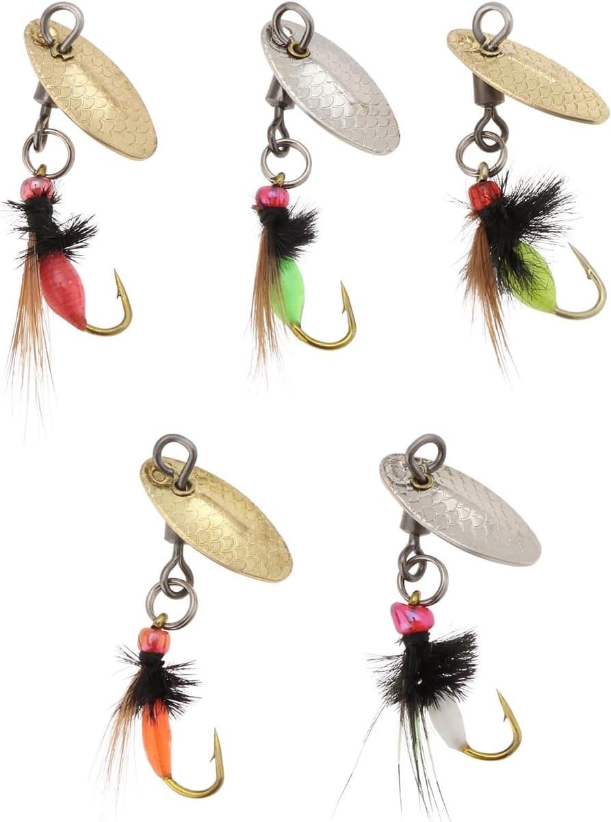 5Pcs Bionic Vliegvissen Lokt Met Spinner Voor Bass Sunfish Snoek Forel — afbeelding 1