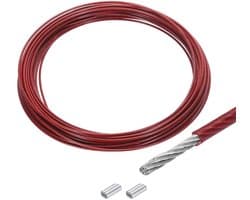 SnelShoppen - 10 m RVS Draad Kabel 1,5 mm Vinyl Gecoat met 2 Aluminium Sleeves voor Ophangen, Tuin, Feest, Droogrek, Klussen