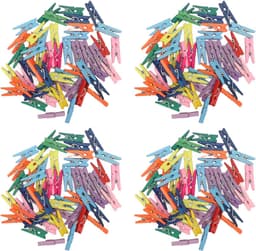 Mini Wasknijpers - Houten Knijpers - Foto's Ophangen - Levendige Kleuren - 200 stuks - Gekleurd — thumbnail 4