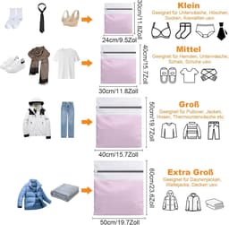 SnelShoppen - 10 Stuks Wasnet voor Wasmachine - Waszak met Ritssluiting in 4 Maten - Bescherm je Kleding, Geschikt voor Overhemden, Truien, Jeans, Ond — thumbnail 5