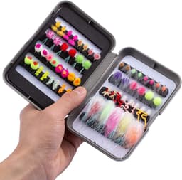 Vliegenvissen vliegen set forelbaarsvissen met vliegenbox, 36/64/72/76/80/96 stuks. Met droogvliegen/natte vliegen, nimfen, streamers, popper — thumbnail 4