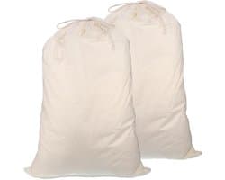 Wasnetjes met ritssluiting - Beige - 50 x 70 cm - Katoenen Stoffen Zak - Voor Reizen en Wasgoed