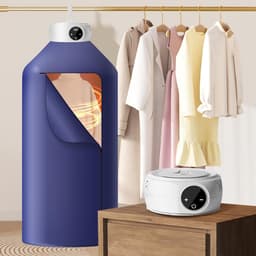 Uten Draagbare Elektrische Droger Gr889 - Ophangbaar Design - Warmtepompdroger - 600 W - Timer 0-300 Min - Mini Wasdroger - Tot 3kg Wasgoed - Hoogte 100 cm - Blauw — thumbnail 3