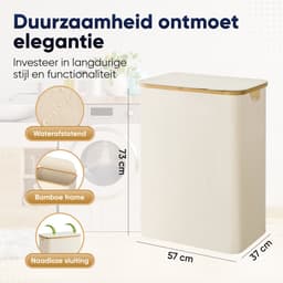 DARI. - Wasmand 3 vakken - Wassorteerder - 160L - met 3 uitneembare zakken - wasmand - beige - knopen — thumbnail 2