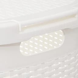 5Five Wasmand met deksel Rotan - wit - gevlochten kunststof - 60 liter - 45 x 35 x 66 cm — thumbnail 2