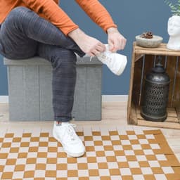 85L Wasmand met Gewatteerd Deksel - 62x31x45 Bank met Stevig Houten Frame - Wasverzamelaar Groot — thumbnail 2