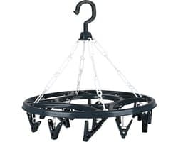 Urban Living Wasgoed droogcarrousel/droogmolen - 18 clips/knijpers - antraciet - kunststof - 32 cm — afbeelding 1
