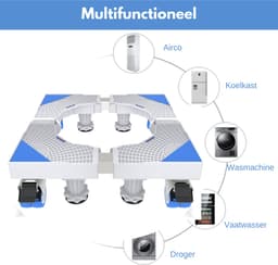 W&Z® Wasmachine verhoger met 4 wielen - Wasmachine Opbouwmeubel kast- 350kg - Wit — thumbnail 4