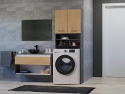 Wasmachine Opbouw-Antraciet Eikenkleur -Wasmachine/Wasdroger meubel — thumbnail 1
