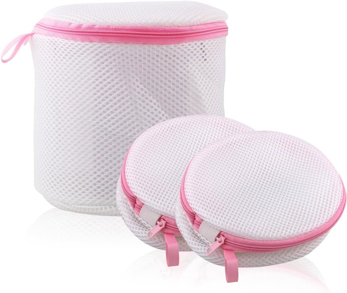 Waszak – Mesh waszakken - Wasnetjes met Rits - 3 Stuks – Sandwichmodel – Beschermt Delicate Kleding – Anti-klit – Met Stevige Ritssluiting – Herbruikbaar – Voor Witte, Bonte, Fijne Was - Wit - 14x14cm — afbeelding 1
