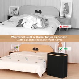 REN® Wasmand 2 Vakken - Wasmand - Wassorteerder - Zwart - 57cm x 37cm x 70cm — thumbnail 5