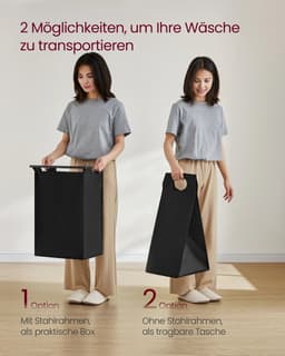Wasmand - Wasmand Kast - Wasmand Meubel - Zwart - Bruin - 1 Mand - Uitschuifbaar - Met Legplank — thumbnail 2