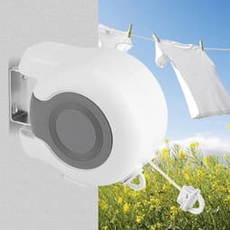 Uitrekbare Buitenkledinglijn – Zware-duty Kledinglijnen Set, PVC Uitrekbare Drooglijn, Wandbevestigde Kledinglijn voor Buiten & Binnen, Douchekledinglijn 2×12,8 meter, Wit — thumbnail 2