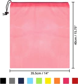 Allecto - Veelkleurige Nylon Gaas Waszakken - Waszak met Trekkoord - 10 Stuks - 35,5 x 40 cm - Geschikt voor Reizen, Sport en Opslag — thumbnail 3