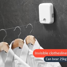 Intrekbare Waslijn - Kledinglijn - Kleding Drogen - Roestvrij Staal - 4.2 Meter - Marineblauw — thumbnail 4
