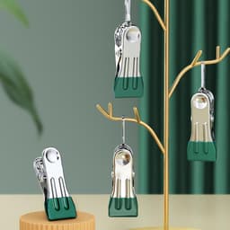 Metalen Kledingspelden - Wasknijpers Clips - Huishoudelijke Organisatie - Roestvrij Staal - 5.5 cm Lengte - Groen — thumbnail 3