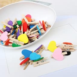 Houten Wasknijpers - Fotoclips Hartjes - Foto's Ophangen - Natuurlijk Houtmateriaal - 3 cm - Gekleurd — thumbnail 5