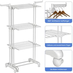 Bresht Wastoren - Wastoren Droogrek - Wasmachine rek - 4 verdiepingen - Veerkrachtig - Uitschuifbaar - Binnen & Buiten - 83-200 cm — thumbnail 5