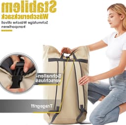 Grote Vuilwaszak XXL 115L voor Reizen met 2 Verstelbare Schouderbanden, Opvouwbare Opbergzak voor Kleding en Duffle Backpack (Beige) — thumbnail 2