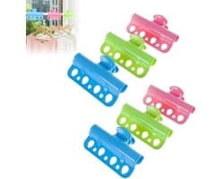 Wasknijpers - 6 Stuks - Wasrek - Knijpers - Wasgoedknijpers - Stevig - Anti Windknijpers - Handdoek Clips - Was Ophangen/Uithangen Knijpers - Multifunctionele - Poreuze - Outdoor En Vakantie Zomerartikelen - Blauw/Roze/Groen — afbeelding 1