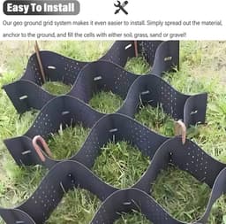 Grondrooster Stabilisator - Oprit Ondersteuning - Opritten Stabiliseren - Hoge Draagkracht - 2x6 m - Zwart — thumbnail 4