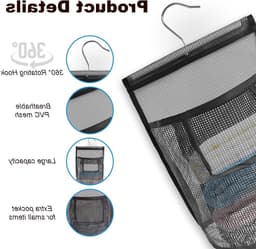 Hanging Bag voor Kledingknijpers, Opbergzak voor Squeegee en Doucheaccessoires, Ideaal voor Wasruimte en Balkon, Zwart — thumbnail 4