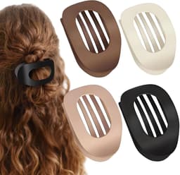 4 stuks platte haarspelden voor dames, sterke grip, dameshaarspelden voor dames, matte grote haarclip voor dun en dik haar, gebogen ontwerp voor liggen en rijden (neutraal) — thumbnail 1