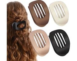 4 stuks platte haarspelden voor dames, sterke grip, dameshaarspelden voor dames, matte grote haarclip voor dun en dik haar, gebogen ontwerp voor liggen en rijden (neutraal)