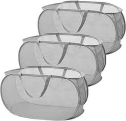 3 Pack Vouwbare Wasmand - 36 x 36 x 58 cm - Ademend en Ruimtebesparend - Voor Badkamer, Slaapkamer, Utility Room, Hotel, Reizen - Grijs — thumbnail 1