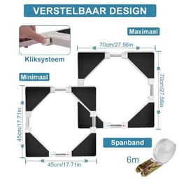 Solvix Wasmachine Verhoger – Tussenstuk Wasmachine Droger – Wasmachine Ombouw – Stapelkit Verstelbaar – Voor Wasmachine en Droger 21 tot 27 Inch – RVS en Kunststof — thumbnail 2