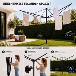 Vonia Droogmolen - Droogrek - Droogmolen met metalen Grondanker - 45 meter Drooglengte - Zwart — thumbnail 5