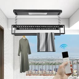 Elektrisch Droogrek - Hangende Wasdroger Plafond - Was Drogen - Met Afstandsbediening - 125 x 31 x 7 cm - Zwart — thumbnail 2