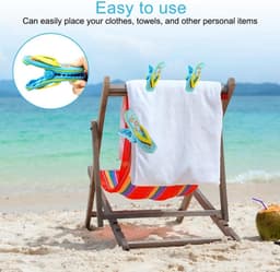 Strandhanddoekclips - 4 stuks - strandslippers - handdoek klem - Strandlaken klem - Knijpers - Handdoekknijpers - Winddicht - voor strandstoelen, wasgoed, badhanddoek - Blauw — thumbnail 4