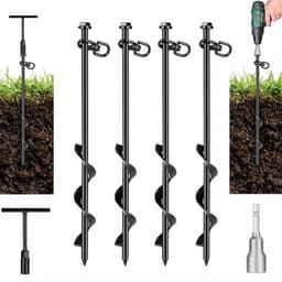 Zware 30cm schroefgrondankers met T-handvat – inclusief inbussleutel, geschikt voor trampolines, luifels, campings en windgevoelige constructies — thumbnail 1