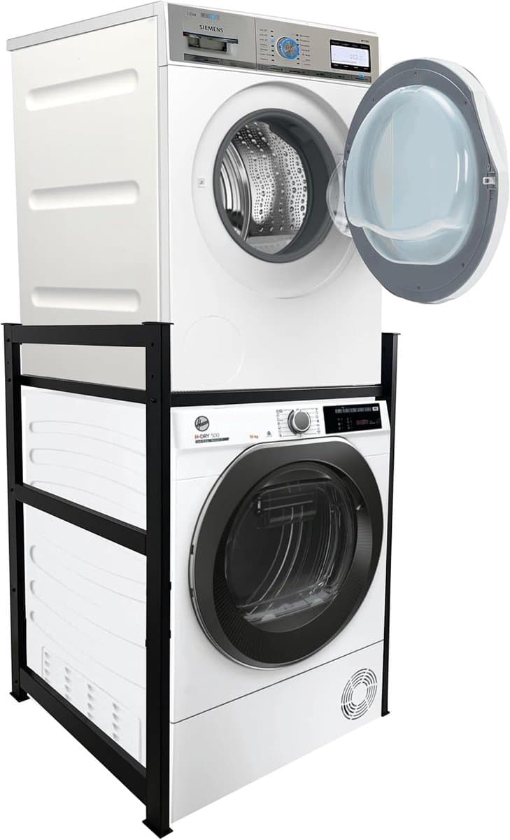 Wasmachine rek - Stapelrek apparaten - Ruimte besparen - Extra stabiel frame - 74x65x111cm - Zwart — afbeelding 1