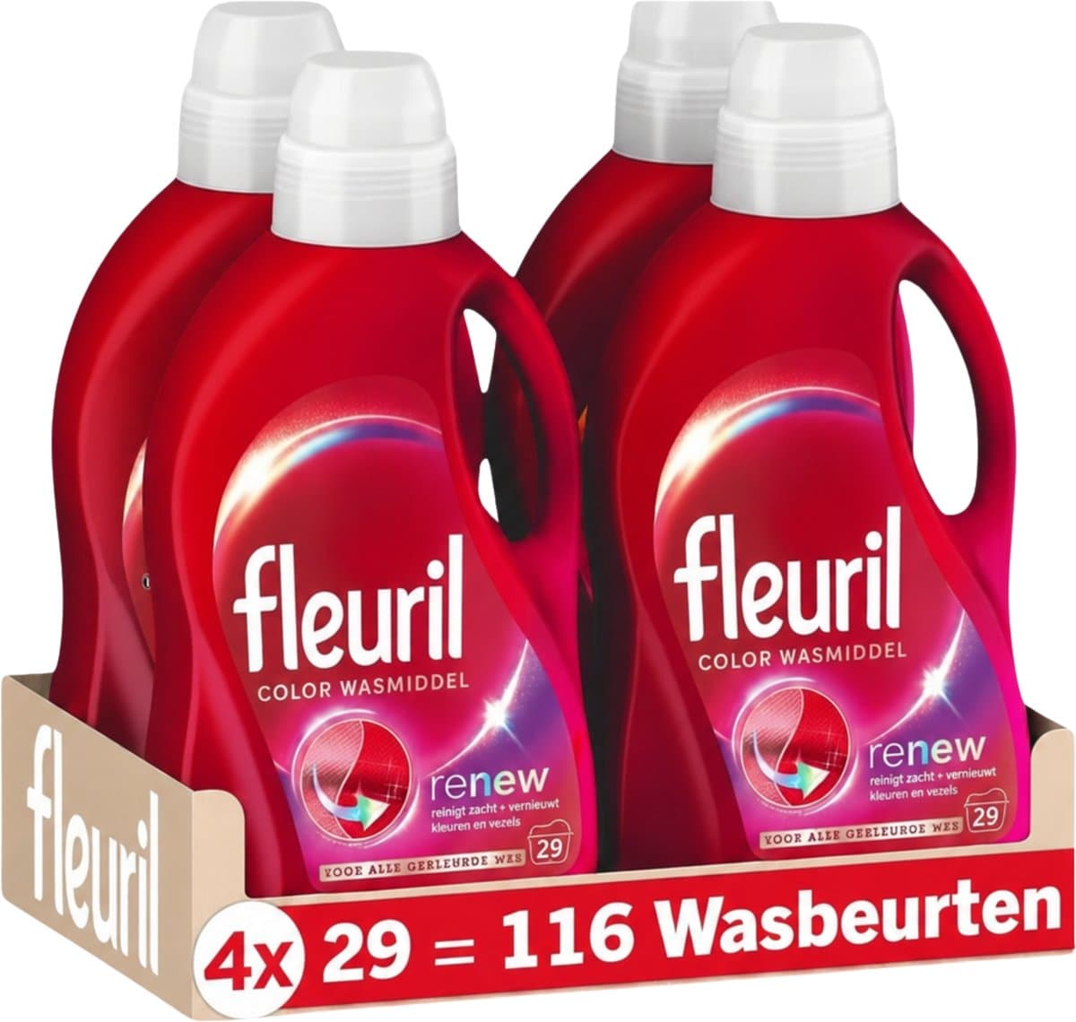 Fleuril Color - Vloeibaar Wasmiddel - Gekleurde Was - 4x29 Wasbeurten - Voordeelverpakking — afbeelding 1
