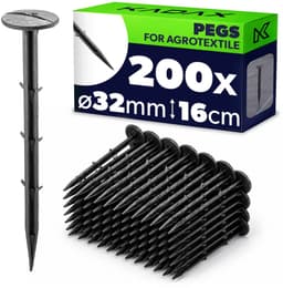 KADAX 200 stuks kunststof grondpennen – 16 cm lange grondankers met een kopdiameter van 32 mm – grondankers voor het bevestigen van tuinvlies en onkruidvlies in de tuin — thumbnail 1