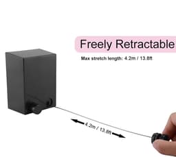 Intrekbare Waslijn - Wanddroogrek Uitschuifbaar - Kleding Drogen - Roestvrijstalen Kabel - 47 Meter - Zwart — thumbnail 5