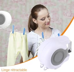 Waslijn - Droogtouw Reiswas - Kleding Drogen - Intrekbaar Systeem - 30 meter - Wit — thumbnail 5